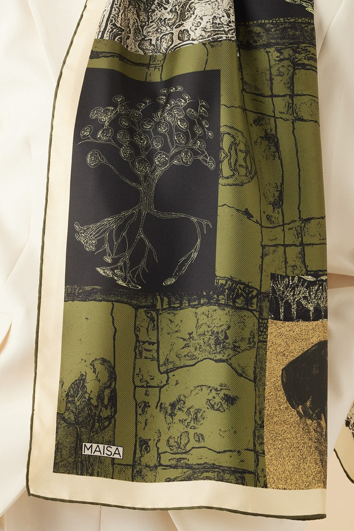 DİDAR MULBERRY İPEK ŞAL 70*190 CM - YEŞİL - Görsel 4