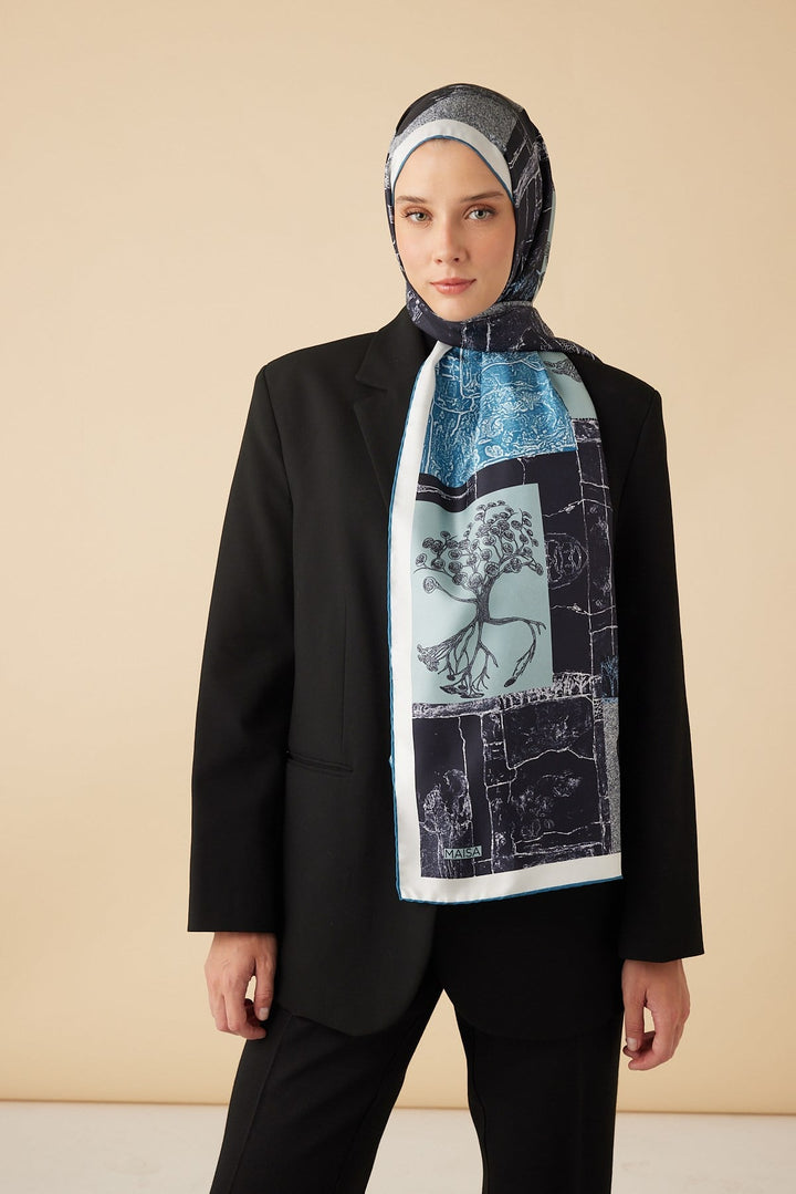 DİDAR MULBERRY İPEK ŞAL 70*190 CM - LACİVERT - Görsel 1