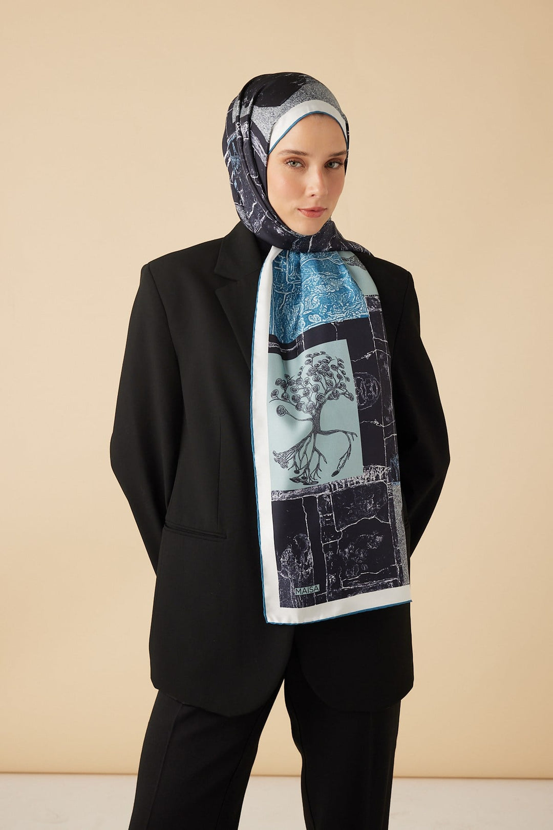 DİDAR MULBERRY İPEK ŞAL 70*190 CM - LACİVERT - Görsel 3