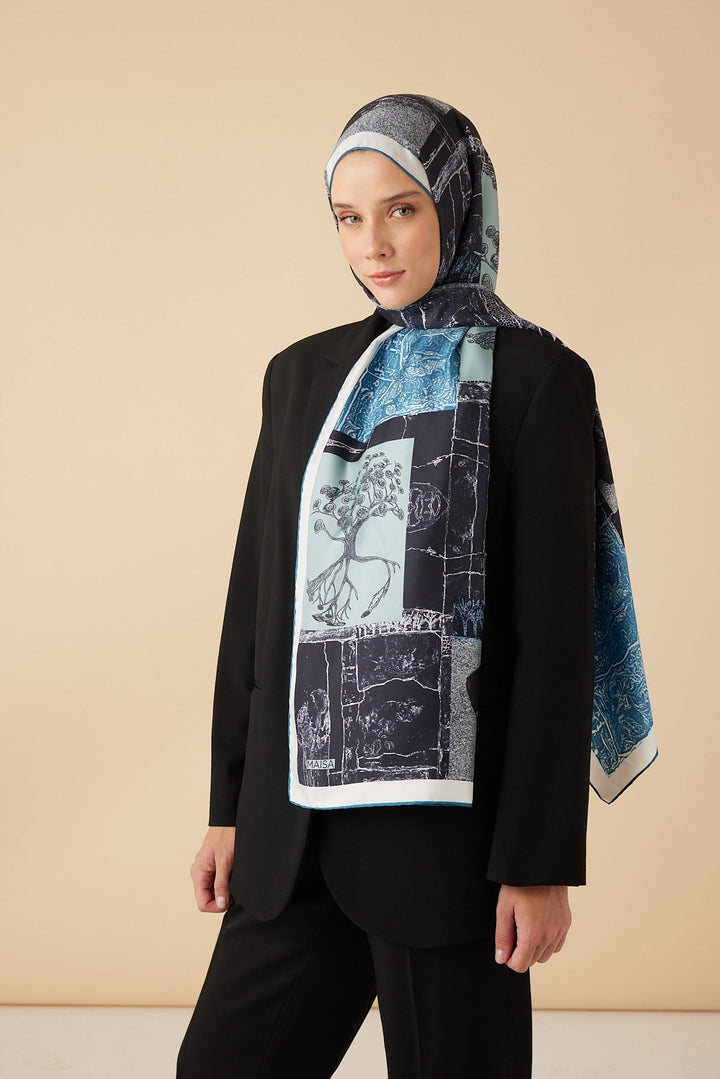 DİDAR MULBERRY İPEK ŞAL 70*190 CM - LACİVERT - Görsel 4