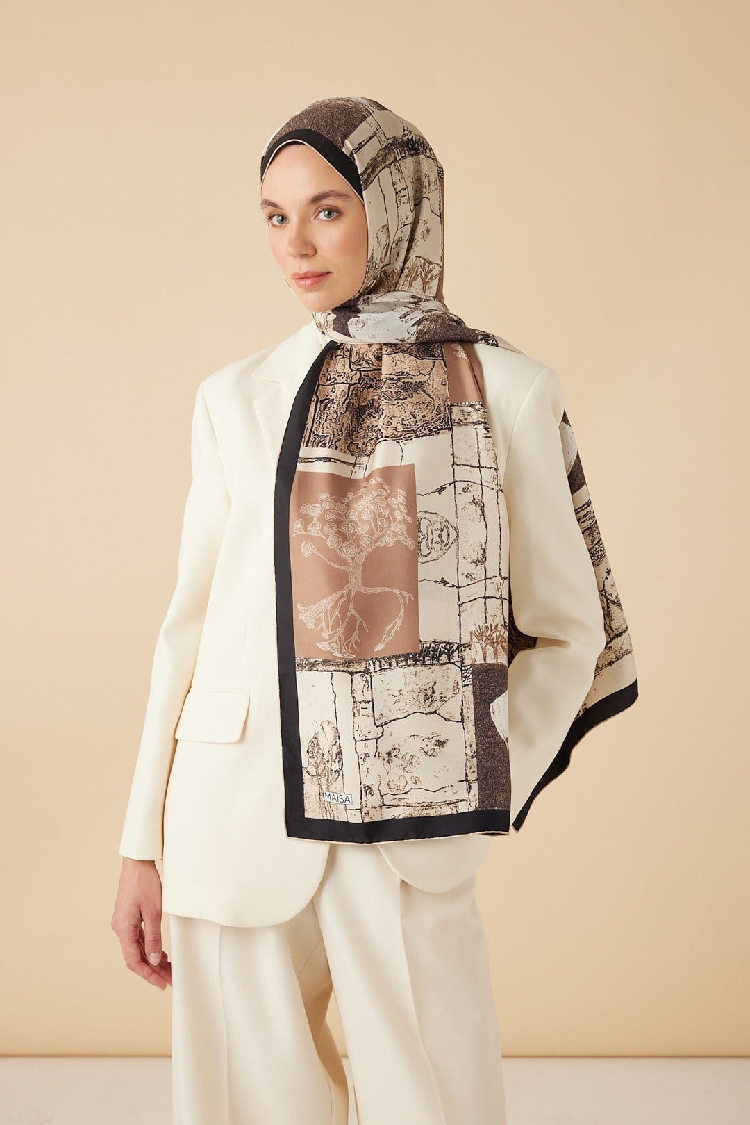 DİDAR MULBERRY İPEK ŞAL 70*190 CM - VİZON - Görsel 1