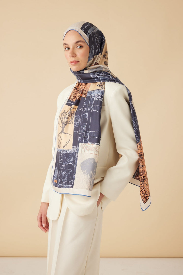 DİDAR MULBERRY İPEK ŞAL 70*190 CM - MAVİ - Görsel 1