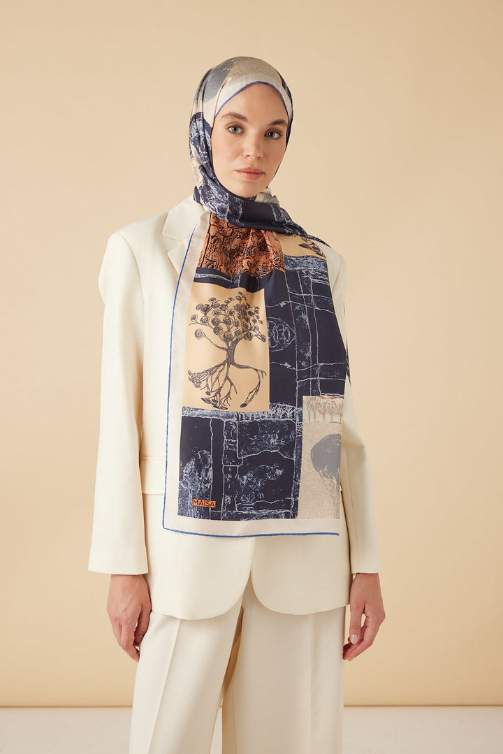 DİDAR MULBERRY İPEK ŞAL 70*190 CM - MAVİ - Görsel 3