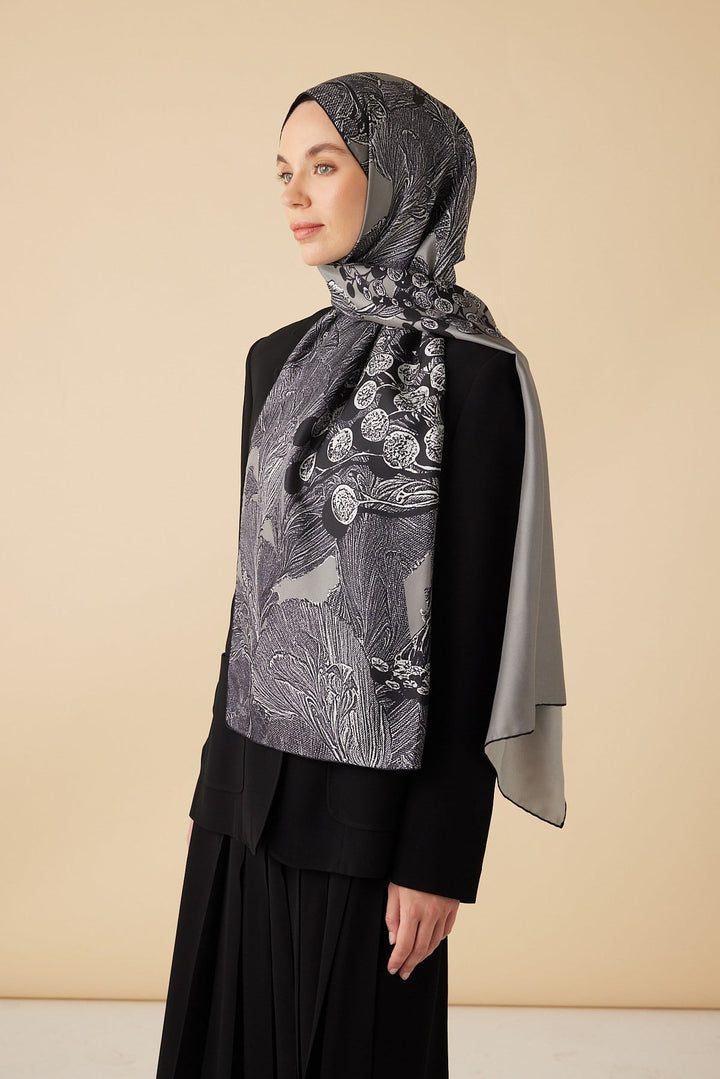 EFNA MULBERRY İPEK ŞAL 70*190 CM - AÇIK GRİ - Görsel 1