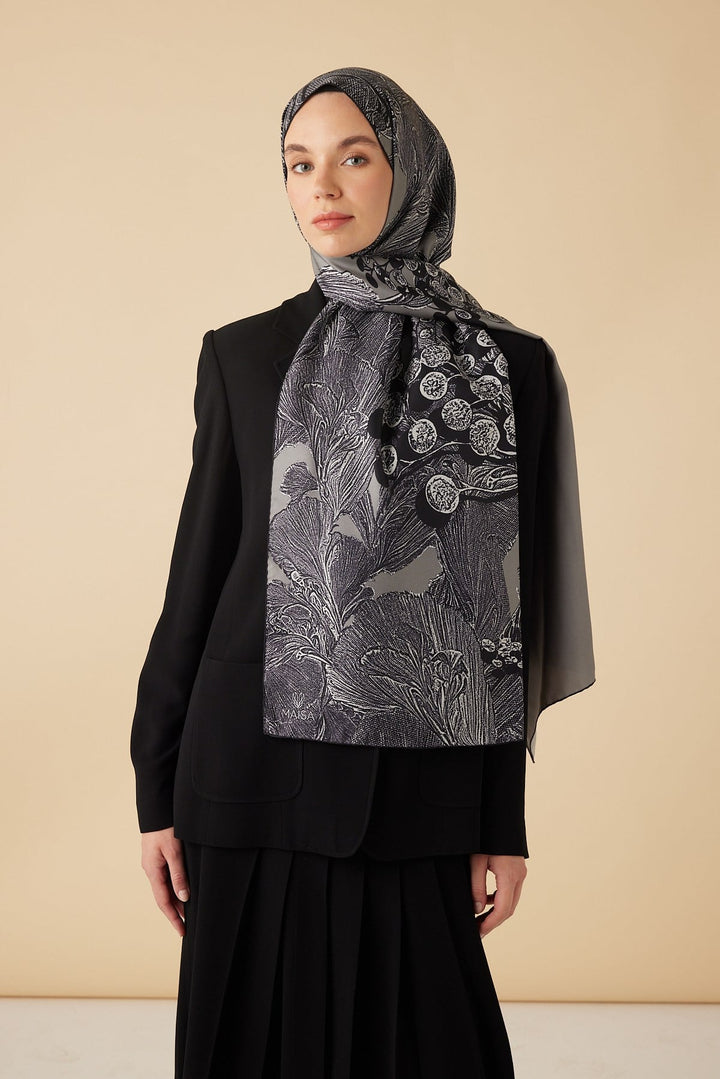 EFNA MULBERRY İPEK ŞAL 70*190 CM - AÇIK GRİ - Görsel 5