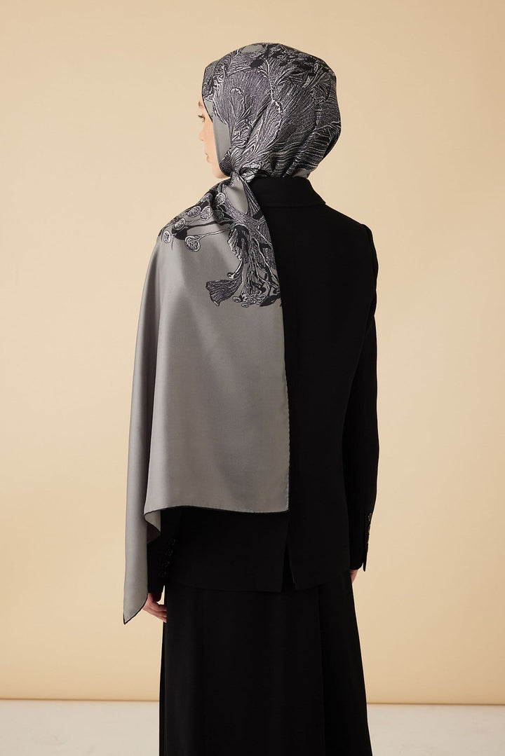 EFNA MULBERRY İPEK ŞAL 70*190 CM - AÇIK GRİ - Görsel 6