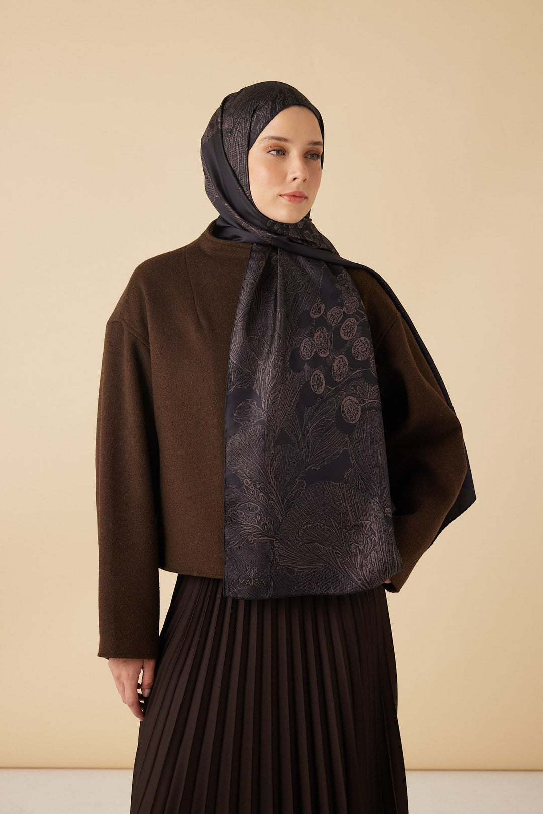 EFNA MULBERRY İPEK ŞAL 70*190 CM - ACI KAHVE - Görsel 1