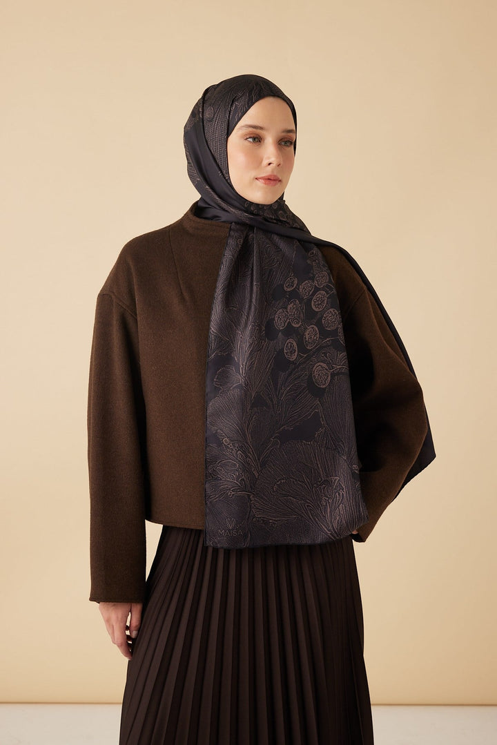 EFNA MULBERRY İPEK ŞAL 70*190 CM - ACI KAHVE - Görsel 1