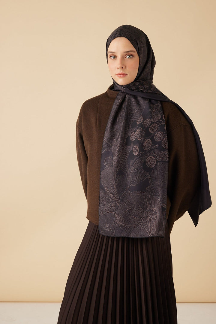 EFNA MULBERRY İPEK ŞAL 70*190 CM - ACI KAHVE - Görsel 2