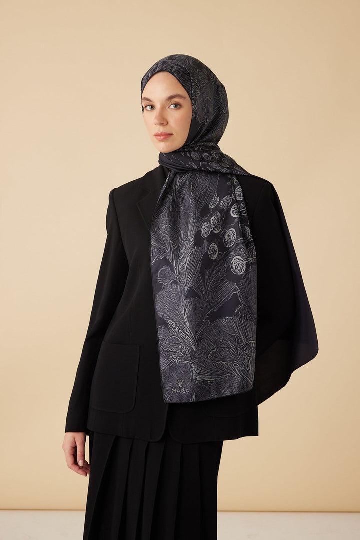 EFNA MULBERRY İPEK ŞAL 70*190 CM - LACİVERT - Görsel 2