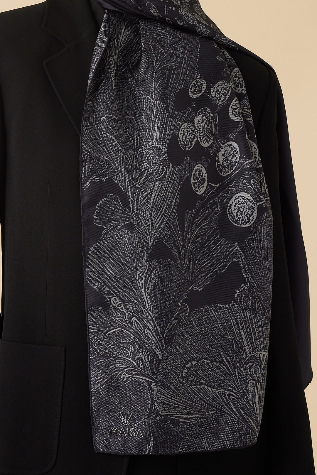 EFNA MULBERRY İPEK ŞAL 70*190 CM - LACİVERT - Görsel 3