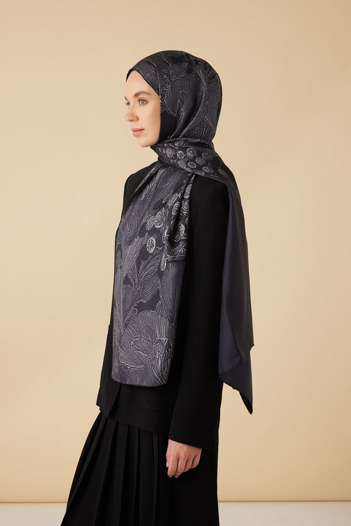 EFNA MULBERRY İPEK ŞAL 70*190 CM - LACİVERT - Görsel 4