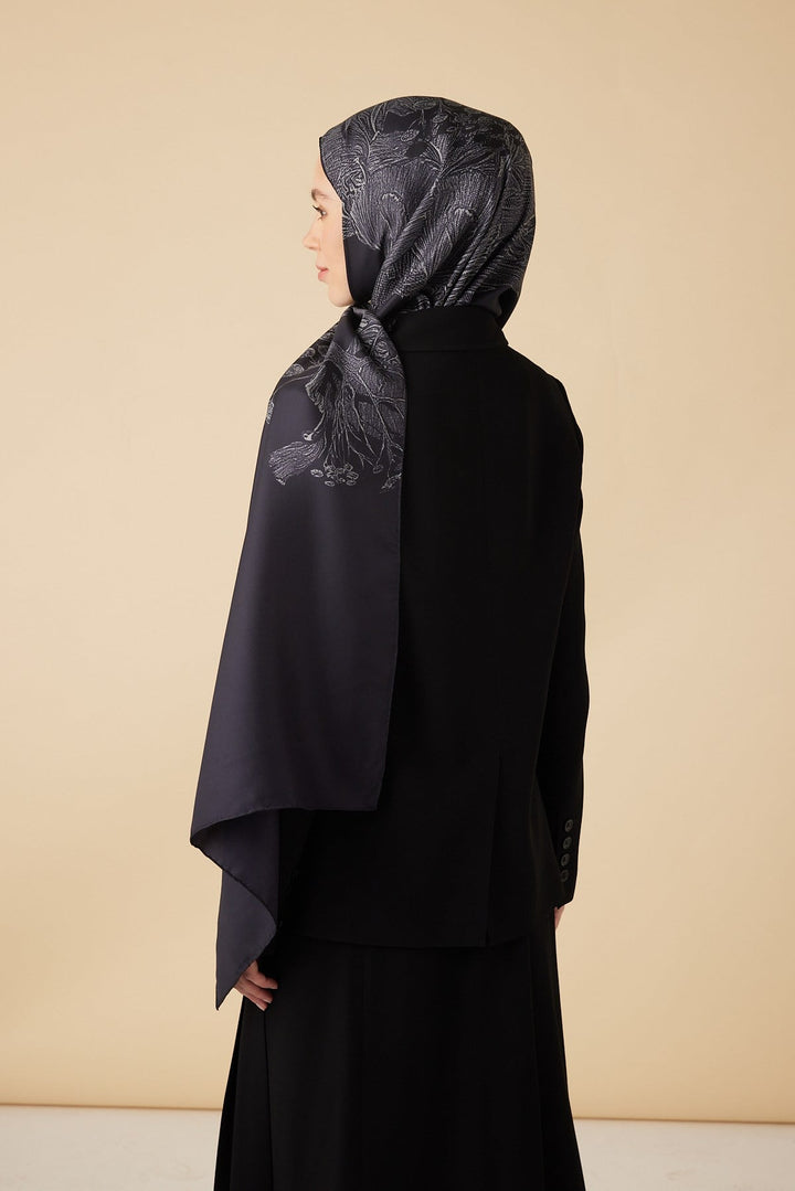 EFNA MULBERRY İPEK ŞAL 70*190 CM - LACİVERT - Görsel 5