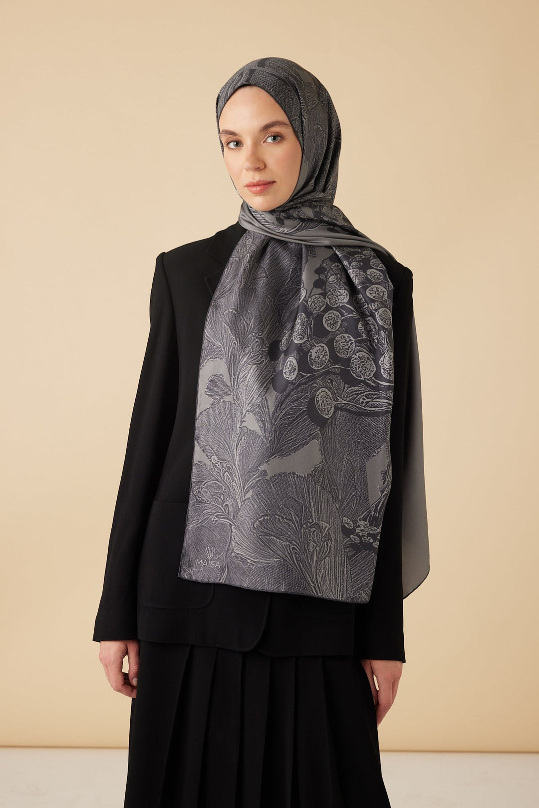 EFNA MULBERRY İPEK ŞAL 70*190 CM - GRİ - Görsel 1