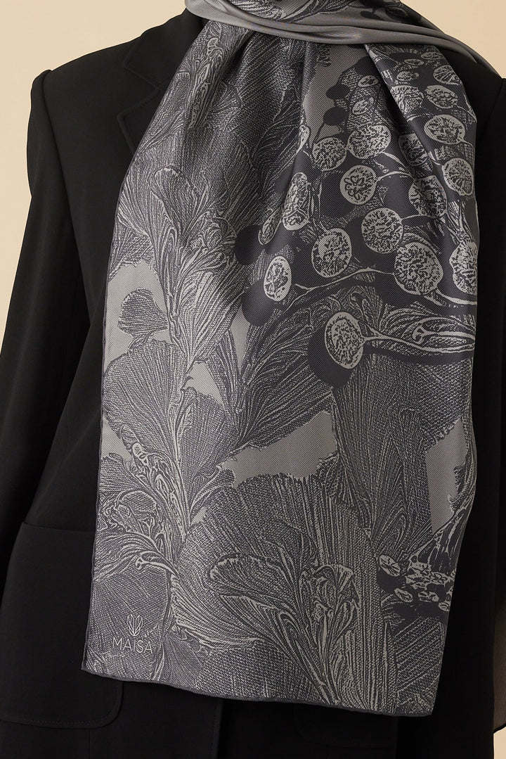 EFNA MULBERRY İPEK ŞAL 70*190 CM - GRİ - Görsel 2