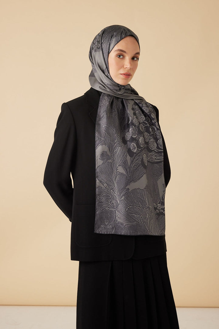 EFNA MULBERRY İPEK ŞAL 70*190 CM - GRİ - Görsel 3
