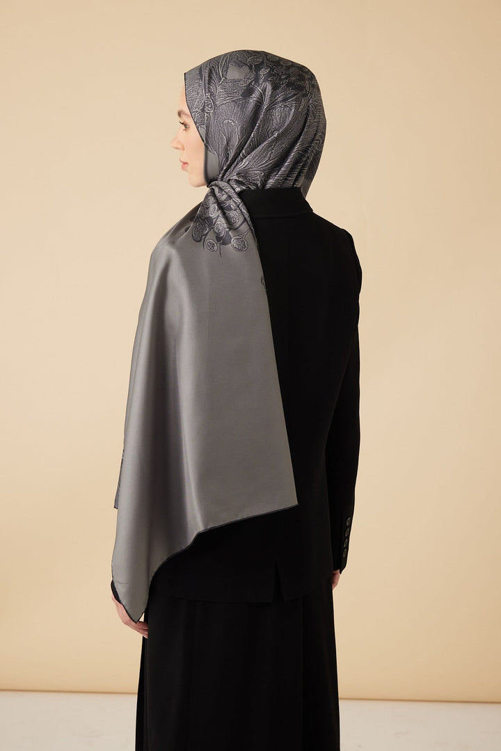 EFNA MULBERRY İPEK ŞAL 70*190 CM - GRİ - Görsel 5
