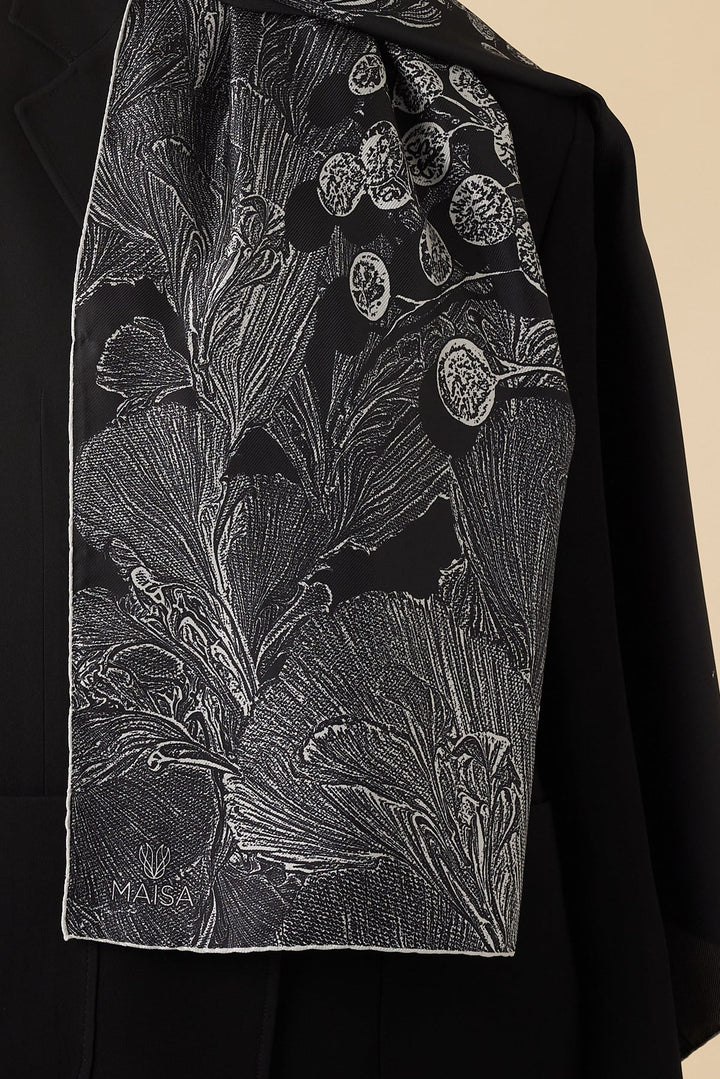 EFNA MULBERRY İPEK ŞAL 70*190 CM - SİYAH - Görsel 1