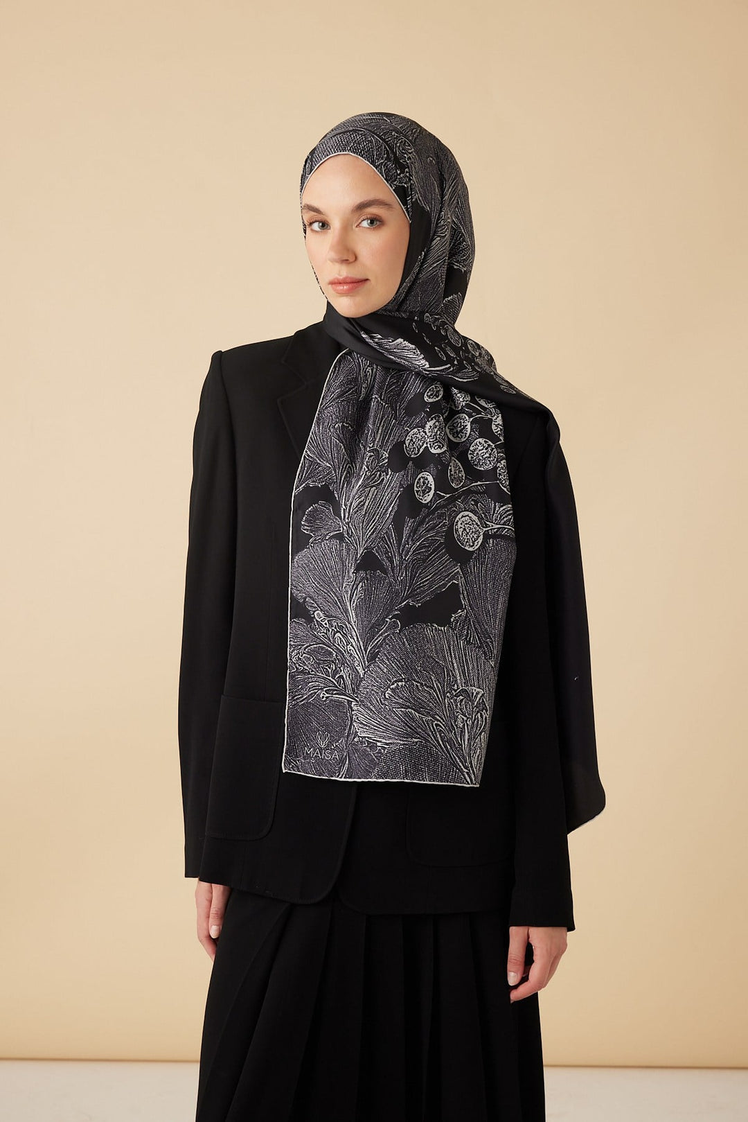 EFNA MULBERRY İPEK ŞAL 70*190 CM - SİYAH - Görsel 2