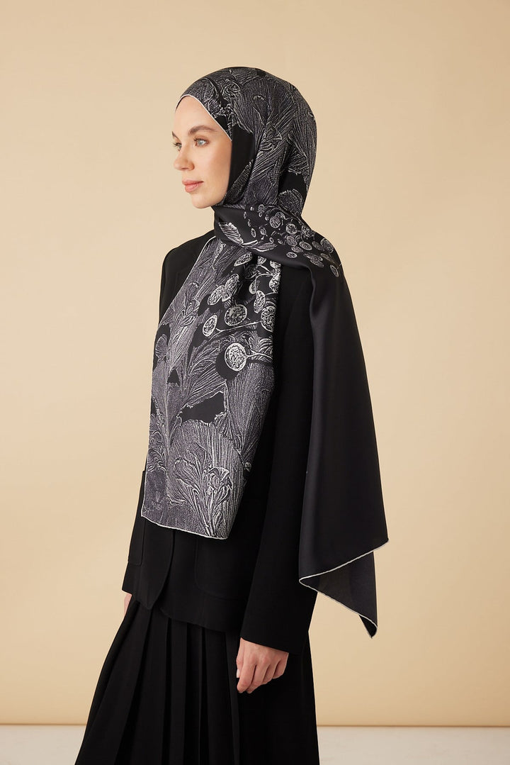 EFNA MULBERRY İPEK ŞAL 70*190 CM - SİYAH - Görsel 3