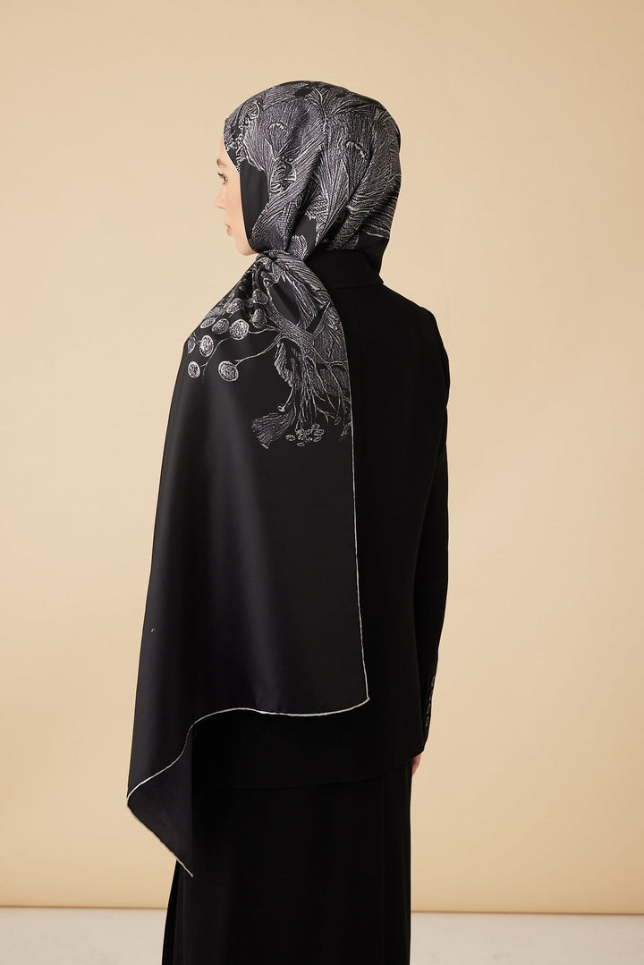 EFNA MULBERRY İPEK ŞAL 70*190 CM - SİYAH - Görsel 4