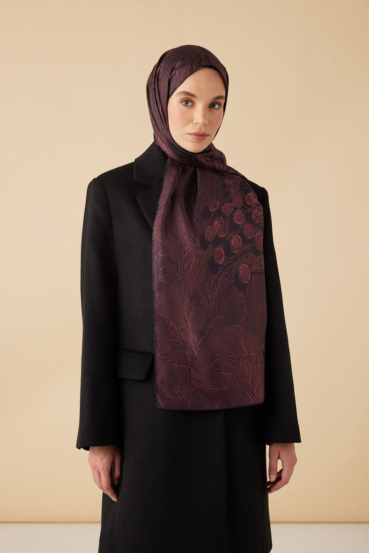 EFNA MULBERRY İPEK ŞAL 70*190 CM - BORDO - Görsel 2