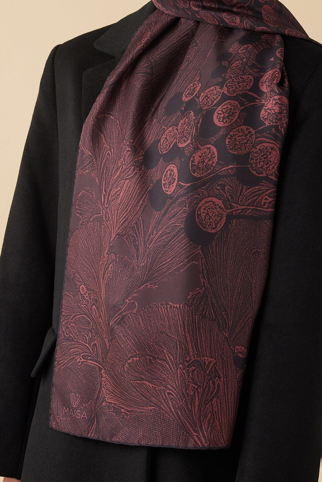 EFNA MULBERRY İPEK ŞAL 70*190 CM - BORDO - Görsel 3