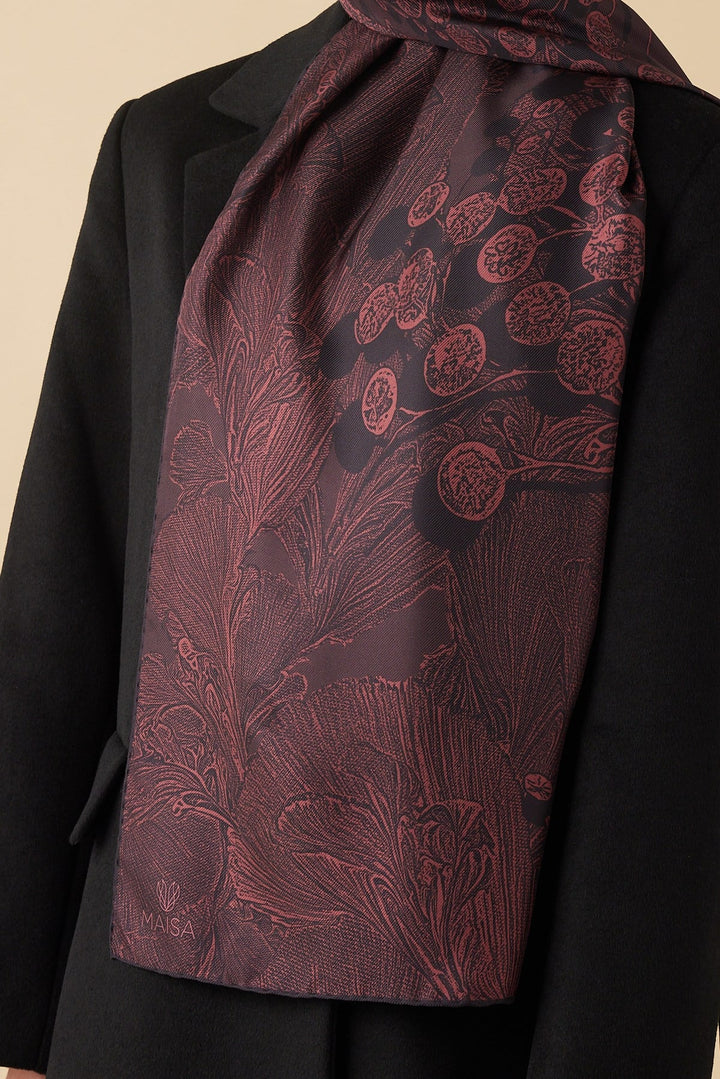 EFNA MULBERRY İPEK ŞAL 70*190 CM - BORDO - Görsel 3