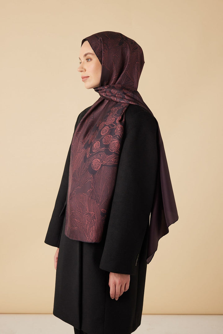 EFNA MULBERRY İPEK ŞAL 70*190 CM - BORDO - Görsel 4