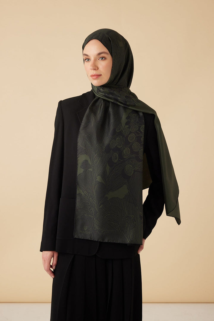 EFNA MULBERRY İPEK ŞAL 70*190 CM - YEŞİL - Görsel 1
