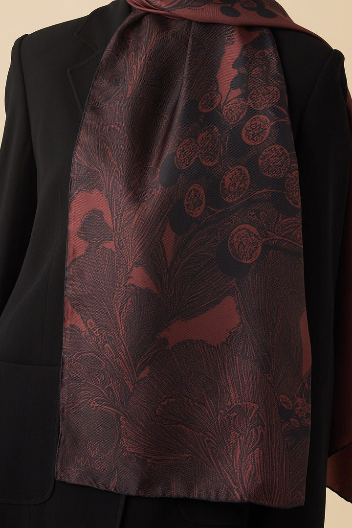 EFNA MULBERRY İPEK ŞAL 70*190 CM - VİŞNE - Görsel 2