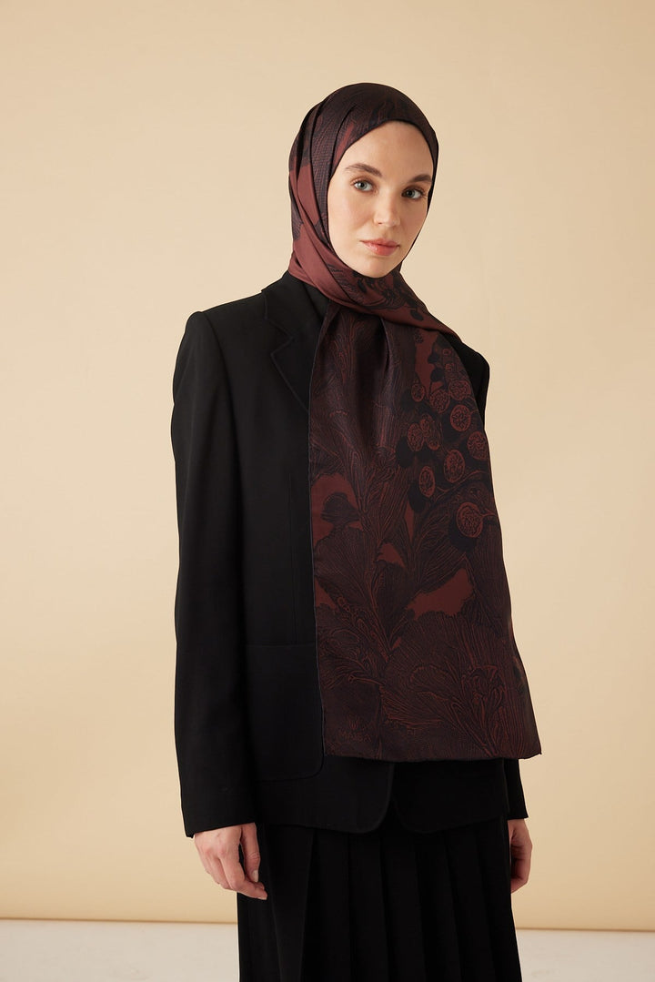 EFNA MULBERRY İPEK ŞAL 70*190 CM - VİŞNE - Görsel 3