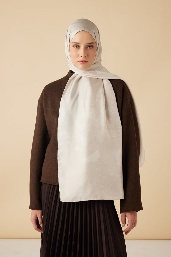 EFNA MULBERRY İPEK ŞAL 70*190 CM - BEJ - Görsel 1