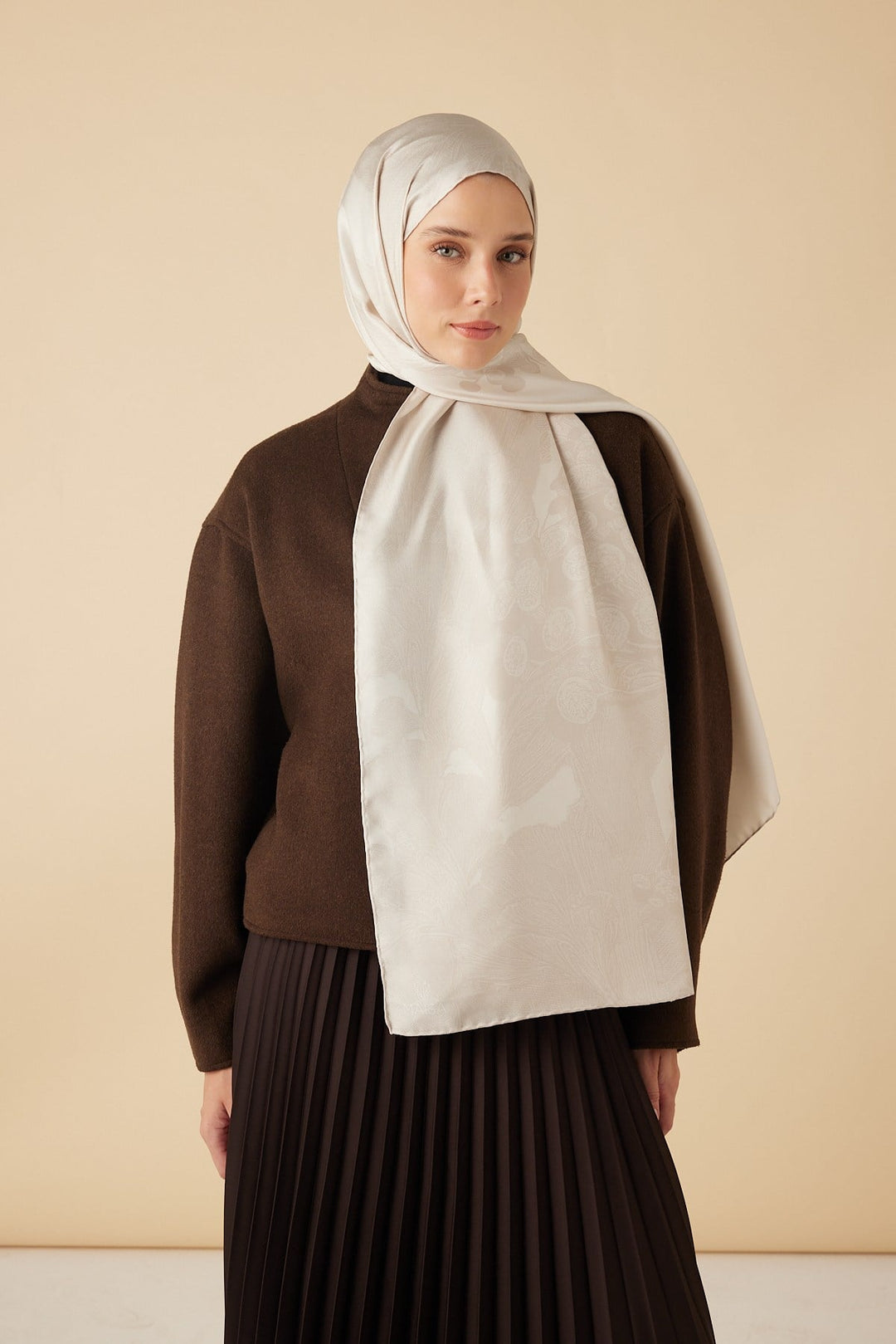 EFNA MULBERRY İPEK ŞAL 70*190 CM - BEJ - Görsel 3
