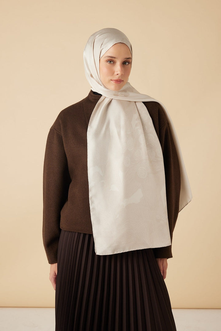 EFNA MULBERRY İPEK ŞAL 70*190 CM - BEJ - Görsel 3