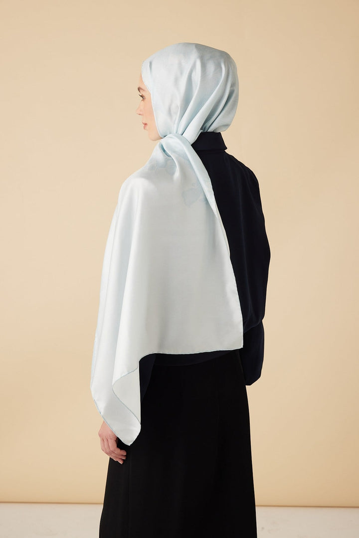 EFNA MULBERRY İPEK ŞAL 70*190 CM - AÇIK MAVİ - Görsel 5