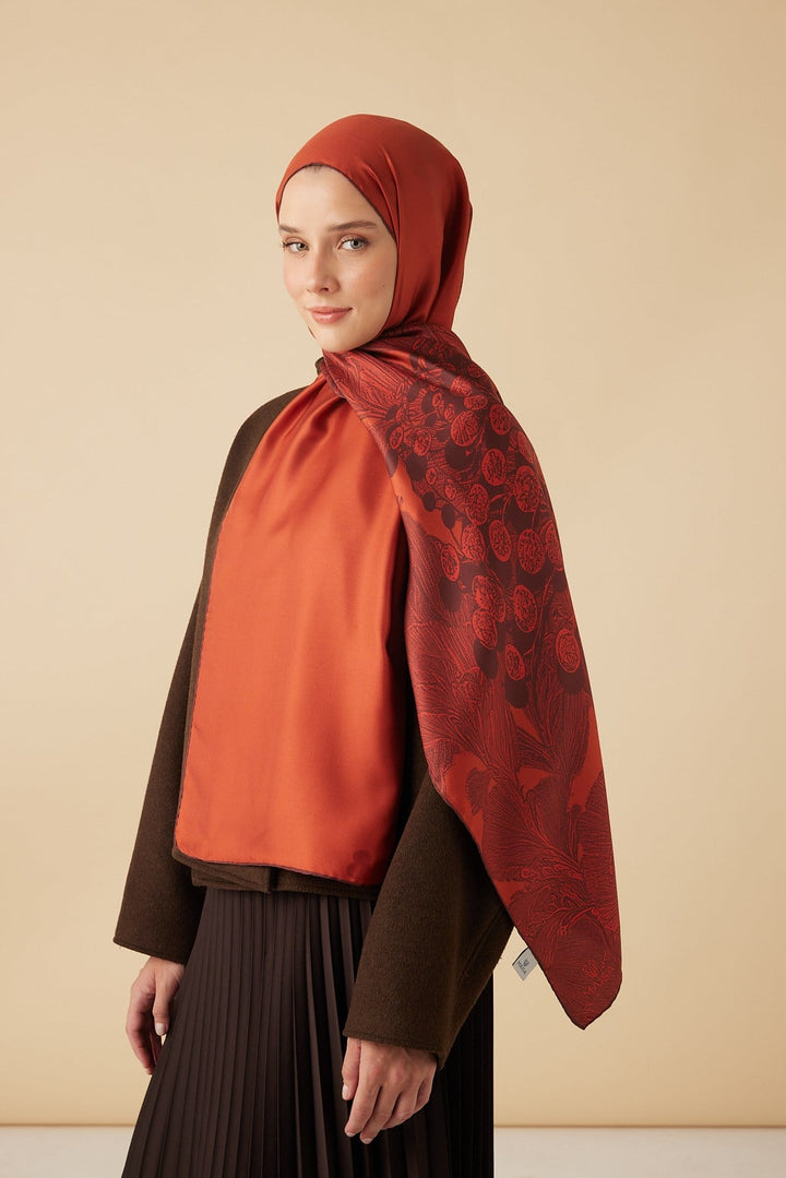 EFNA MULBERRY İPEK ŞAL 70*190 CM - KIRMIZI - Görsel 1