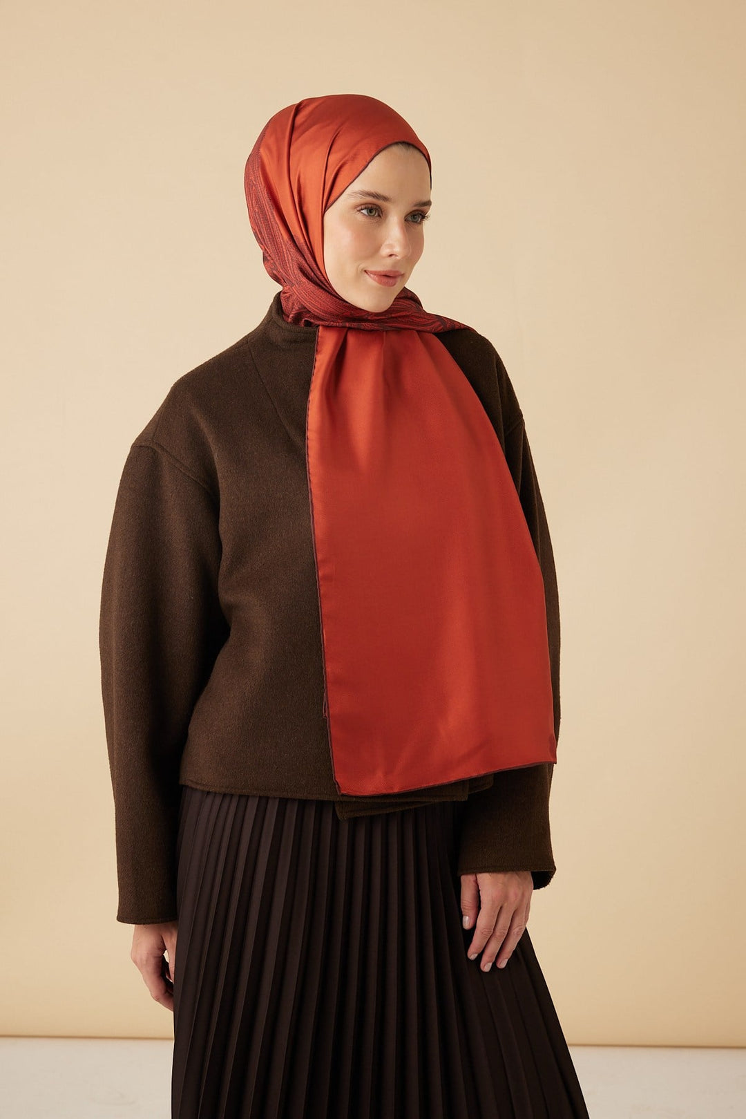 EFNA MULBERRY İPEK ŞAL 70*190 CM - KIRMIZI - Görsel 3