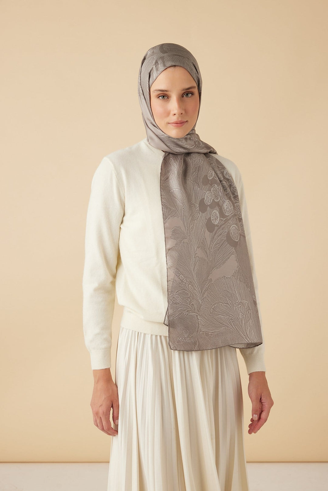 EFNA MULBERRY İPEK ŞAL 70*190 CM - VİZON - Görsel 2