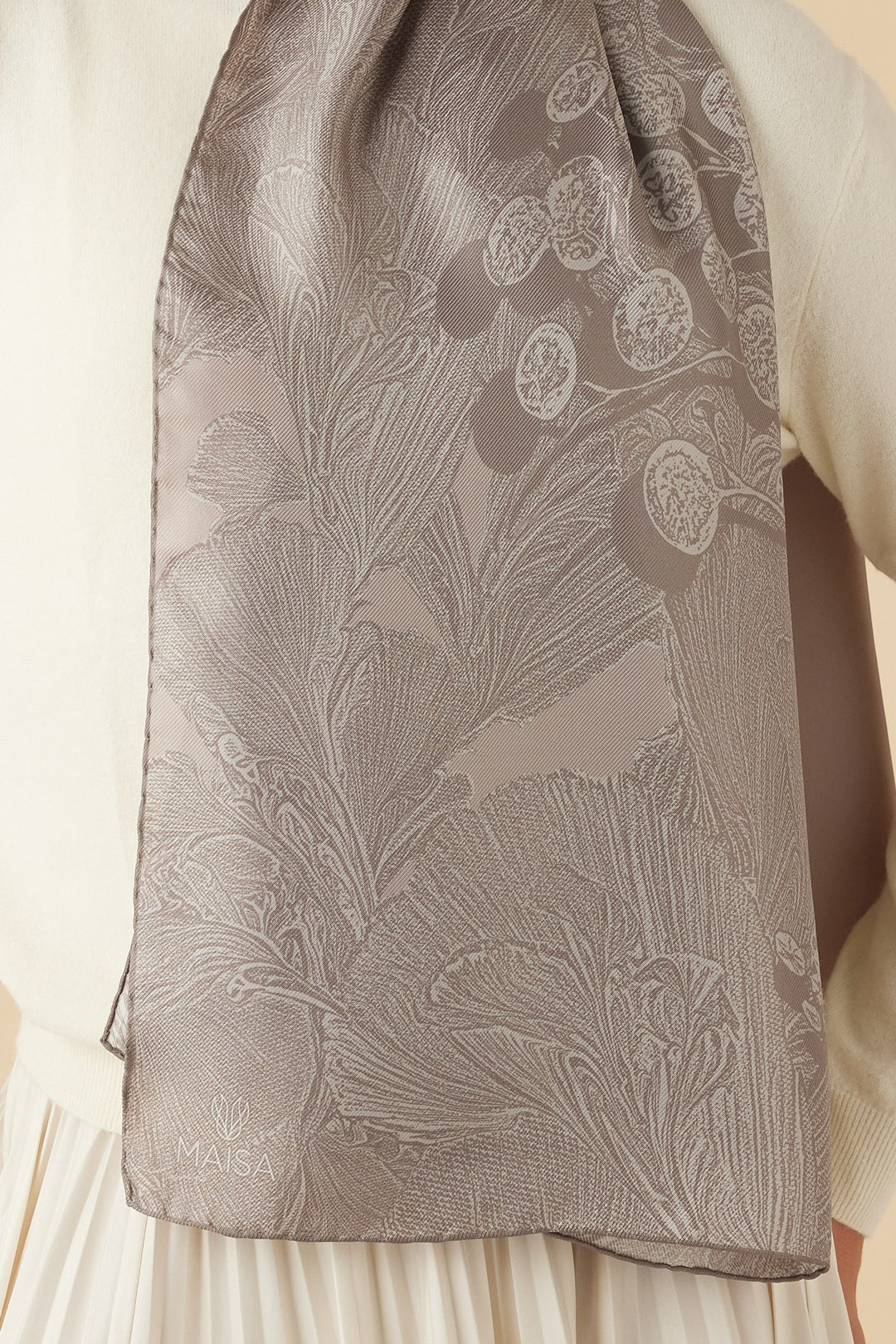 EFNA MULBERRY İPEK ŞAL 70*190 CM - VİZON - Görsel 3