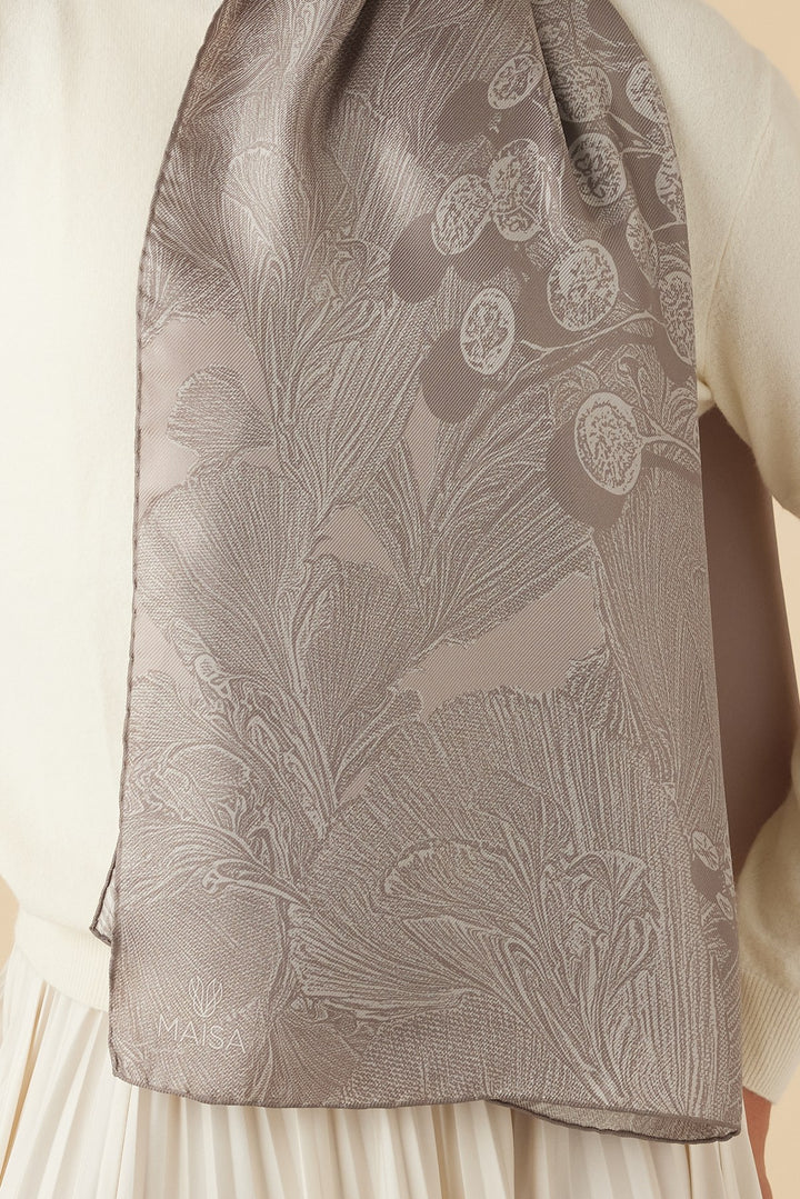 EFNA MULBERRY İPEK ŞAL 70*190 CM - VİZON - Görsel 3