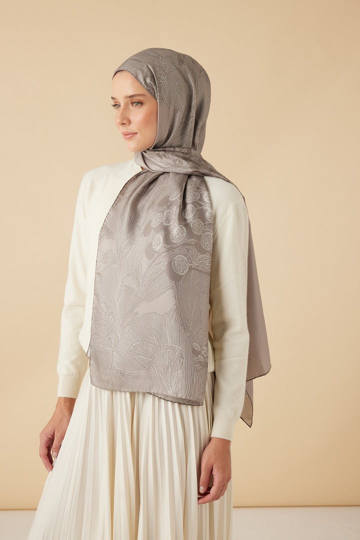 EFNA MULBERRY İPEK ŞAL 70*190 CM - VİZON - Görsel 4