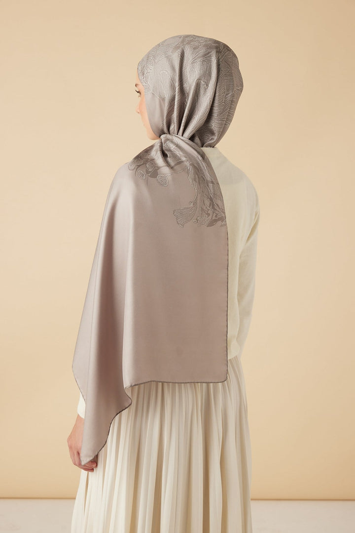 EFNA MULBERRY İPEK ŞAL 70*190 CM - VİZON - Görsel 5