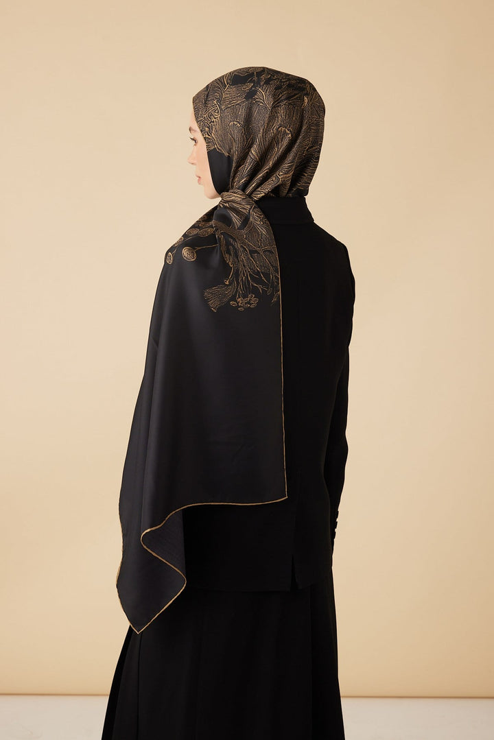 EFNA MULBERRY İPEK ŞAL 70*190 CM - GOLD SİYAH - Görsel 5