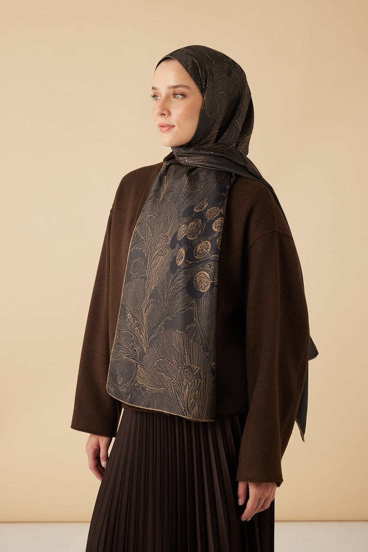 EFNA MULBERRY İPEK ŞAL 70*190 CM - KAHVERENGİ - Görsel 1