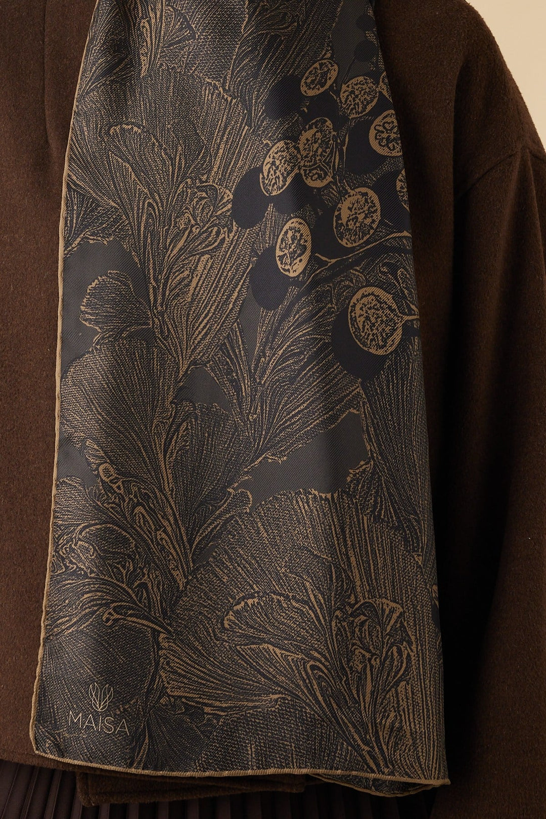 EFNA MULBERRY İPEK ŞAL 70*190 CM - KAHVERENGİ - Görsel 3