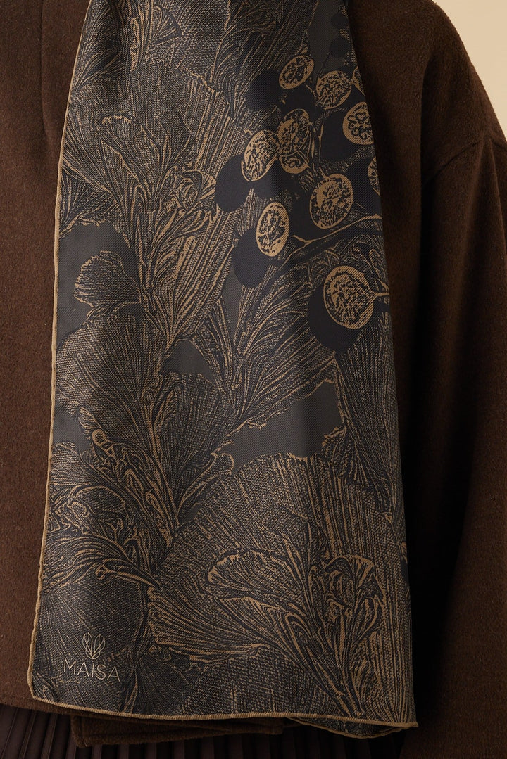 EFNA MULBERRY İPEK ŞAL 70*190 CM - KAHVERENGİ - Görsel 3