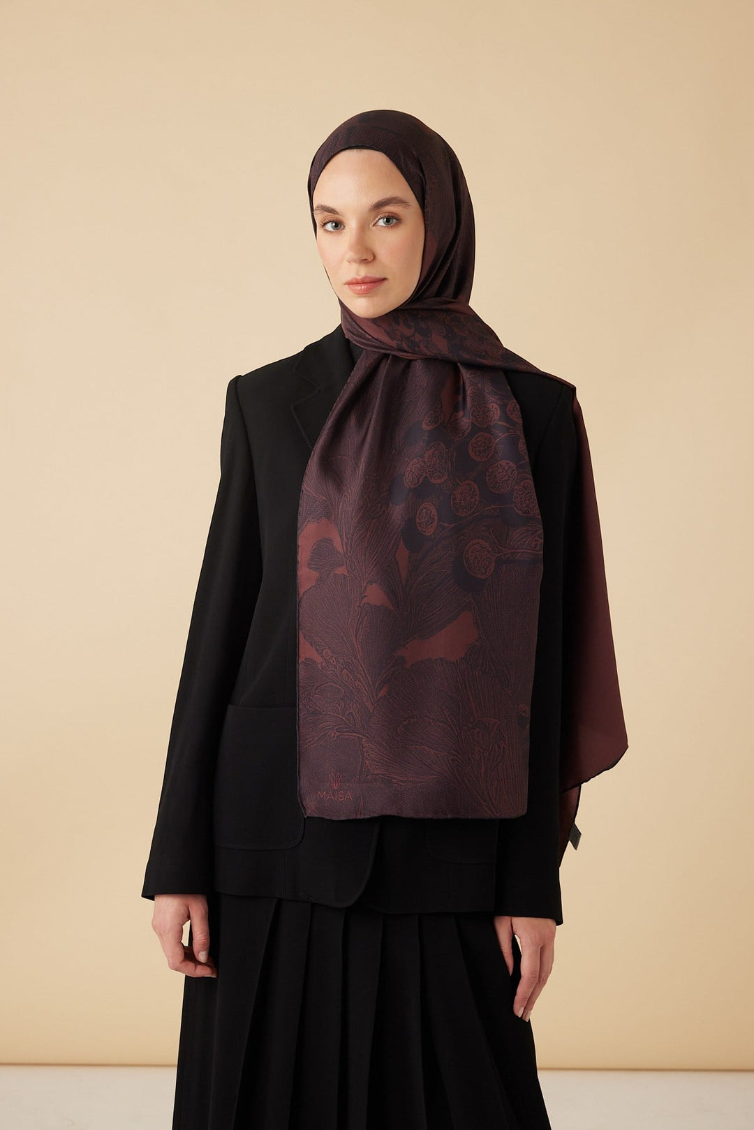 EFNA MULBERRY İPEK ŞAL 70*190 CM - MÜRDÜM - Görsel 1