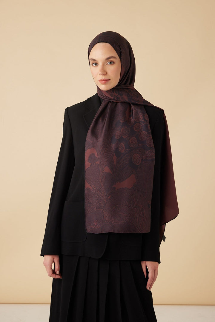 EFNA MULBERRY İPEK ŞAL 70*190 CM - MÜRDÜM - Görsel 1