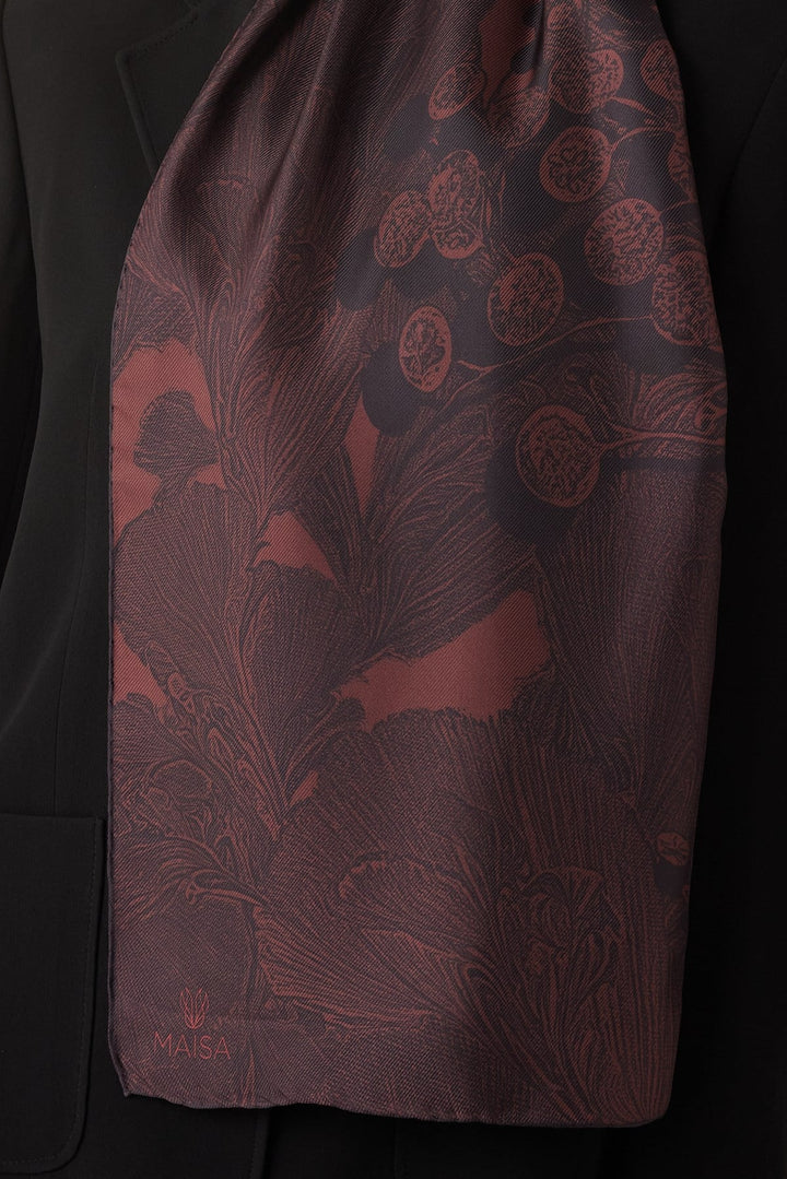 EFNA MULBERRY İPEK ŞAL 70*190 CM - MÜRDÜM - Görsel 2